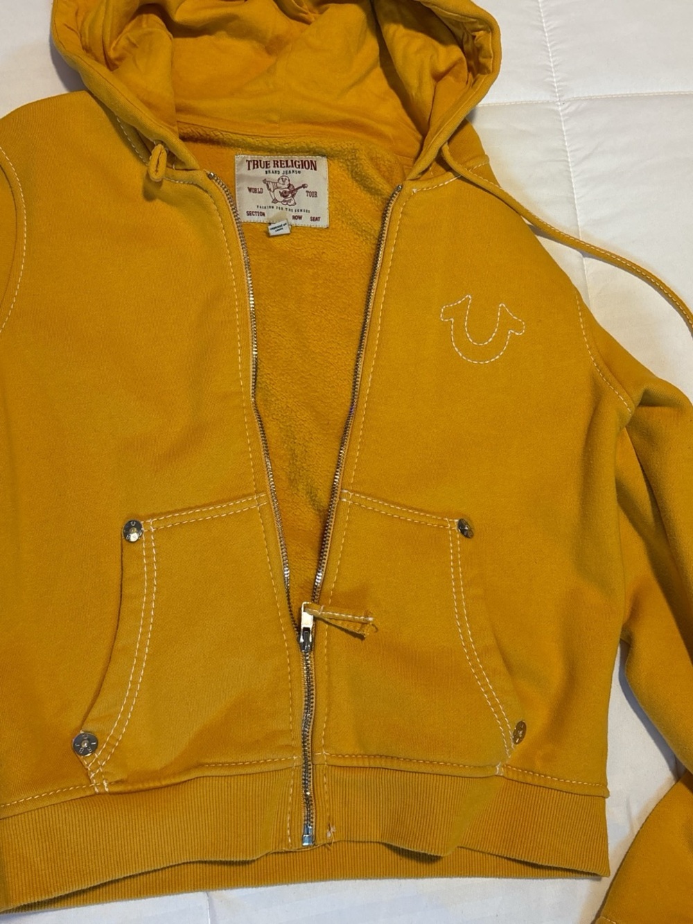 True Religion women’s Mustard Yellow Zip Hoodie set